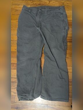 Vintage Carhartt  Moss Green Canvas Carpenter Work Pants 36x30 Men's WIP